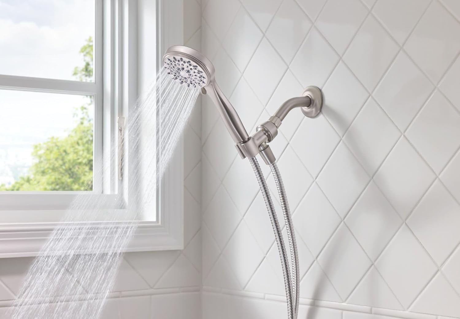image:imageMoen 20091SRN 5Setting Hand Held Brushed Nickel Spot Resist Shower Head 25 GPMPack of 1