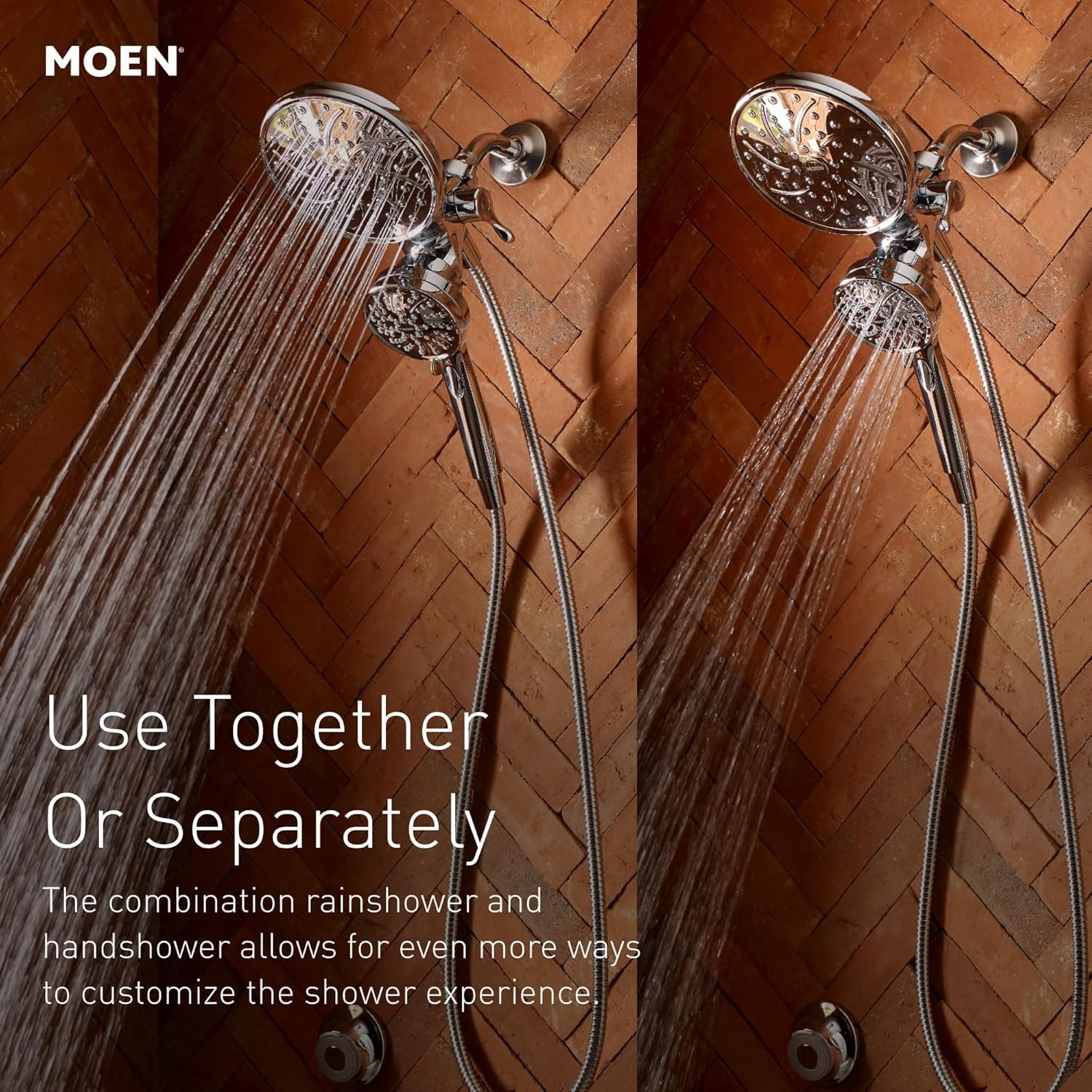 image:imageMoen 26009SRN Engage Magnetix 2in1 Combo Rain Showerhead with Handheld Spray Magnetic Docking System Spot Resist Brushed Nickel 6Spray Settings 25 GPMSpot Resist Brushed Nickel