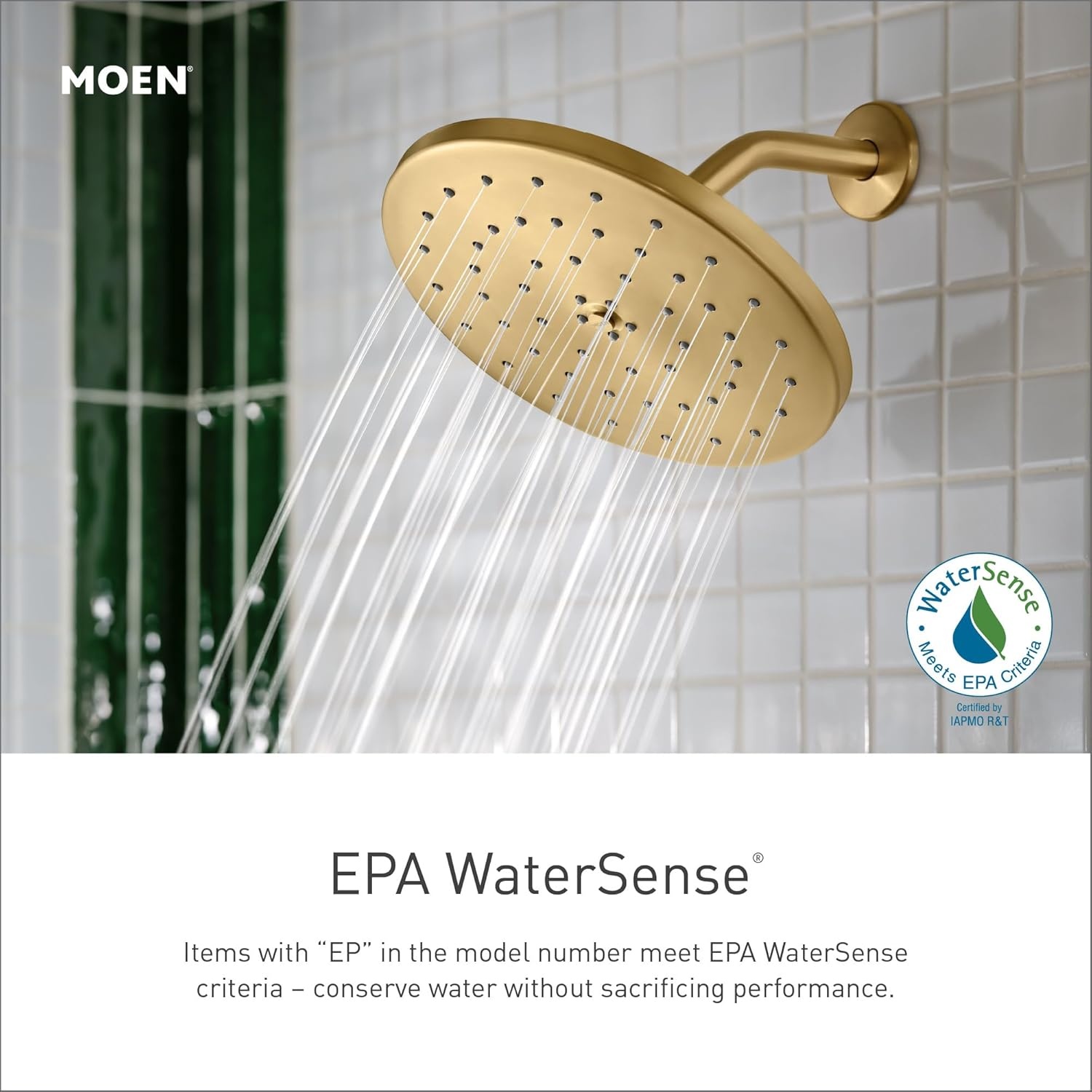 image:imageMoen 3636EPBG AccCore Four Function EcoPerformance Handheld Shower with Wall Bracket and 69Inch Hose Brushed Gold