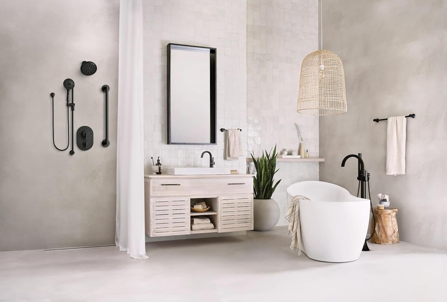 image:imageMoen 3670EP 5Function Massaging Handshower with Toggle Pause Includes 30Inch Slide Bar and 69Inch Hose ChromeMatte Black