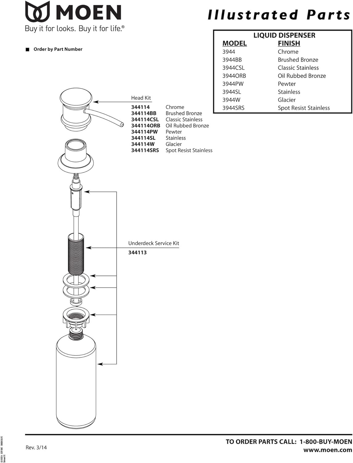 image:imageMoen 3944ORB Deck Mounted Kitchen Soap Dispenser with Above the Sink Refillable Bottle Oil Rubbed Bronze