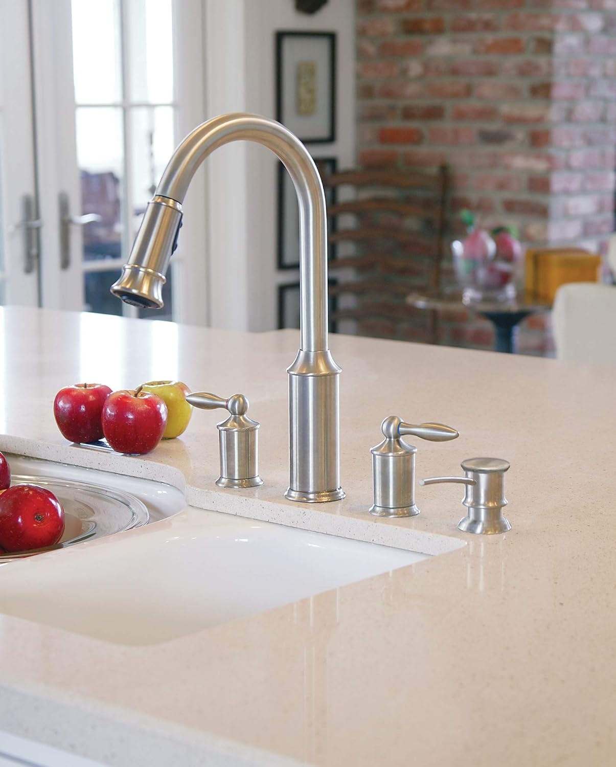 image:imageMoen 3944ORB Deck Mounted Kitchen Soap Dispenser with Above the Sink Refillable Bottle Oil Rubbed Bronze