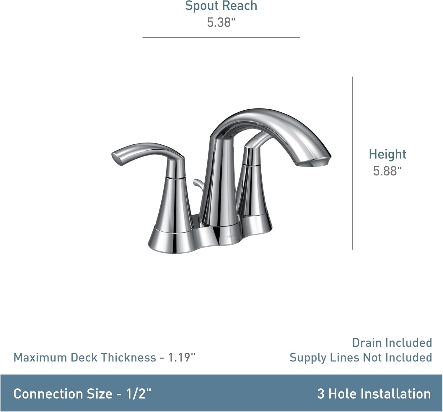 image:imageMoen 6172BL Glyde TwoHandle High Arc Centerset Bathroom Faucet Matte Black