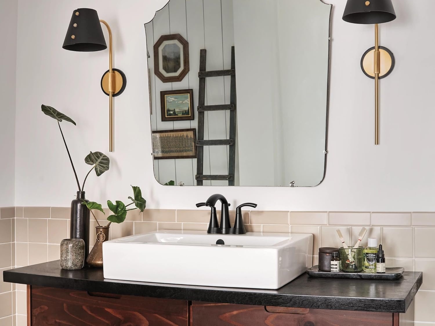 image:imageMoen 6172BL Glyde TwoHandle High Arc Centerset Bathroom Faucet Matte Black