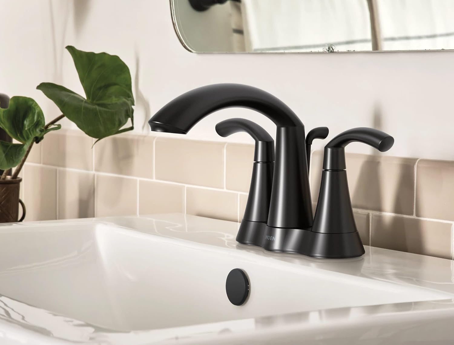 image:imageMoen 6172BL Glyde TwoHandle High Arc Centerset Bathroom Faucet Matte Black