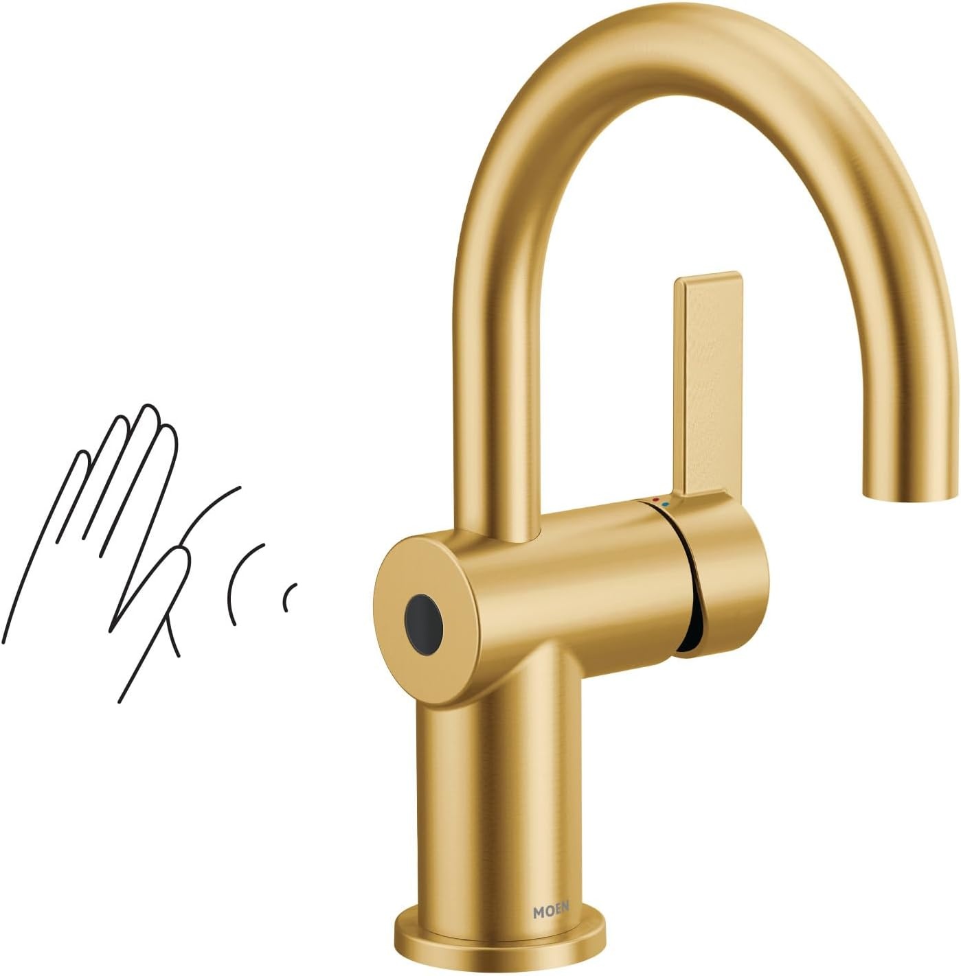 image:imageMoen 6221 Cia Single Handle Bathroom Sink Faucet with Optional Deck Plate Included ChromeBrushed Gold