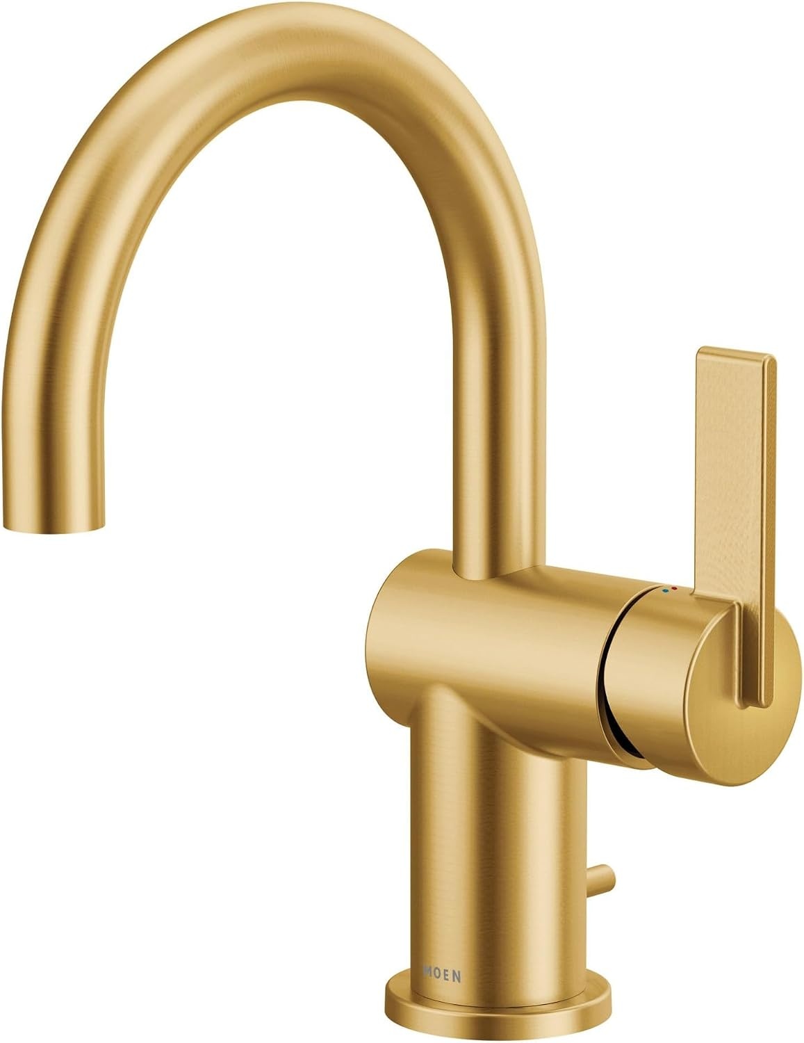 image:imageMoen 6221 Cia Single Handle Bathroom Sink Faucet with Optional Deck Plate Included ChromeBrushed Gold