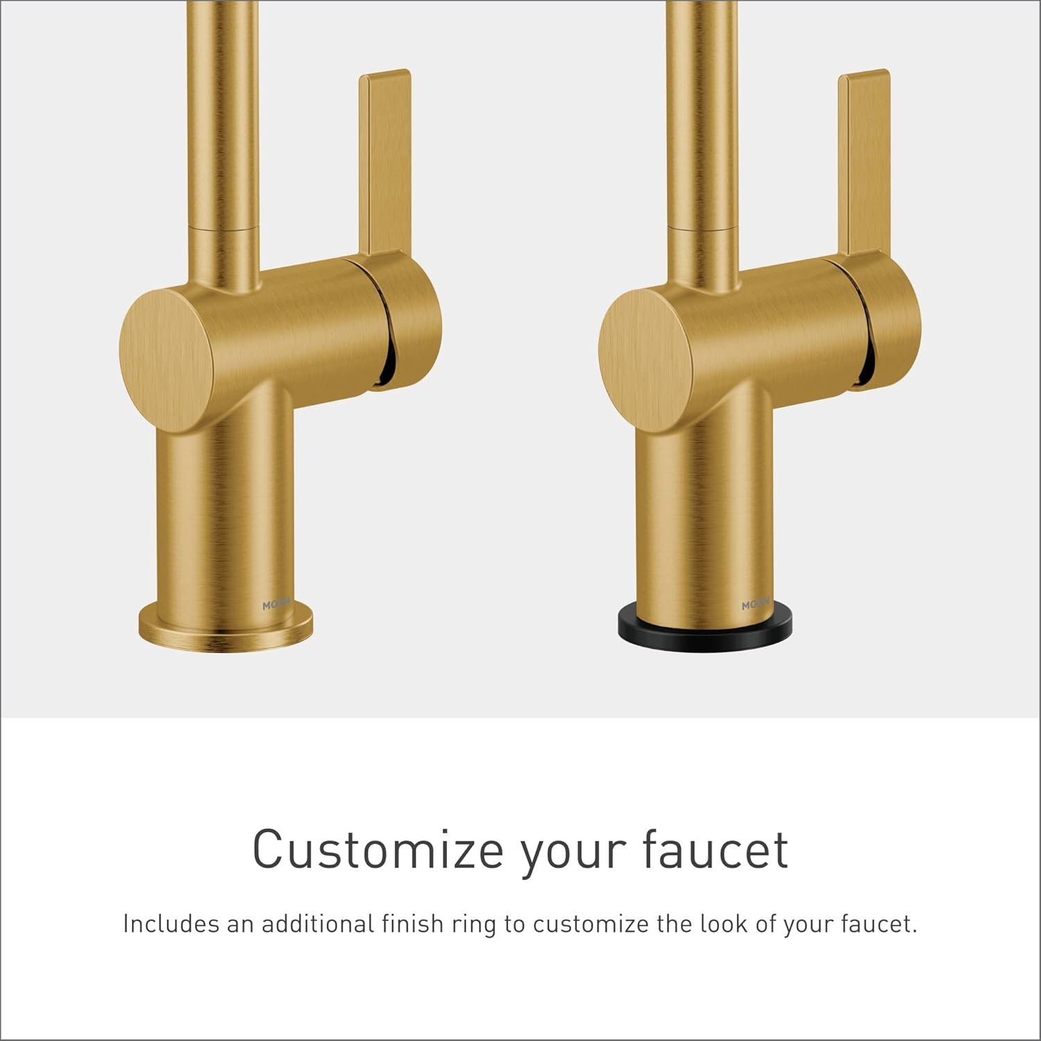 image:imageMoen 6221 Cia Single Handle Bathroom Sink Faucet with Optional Deck Plate Included ChromeBrushed Gold