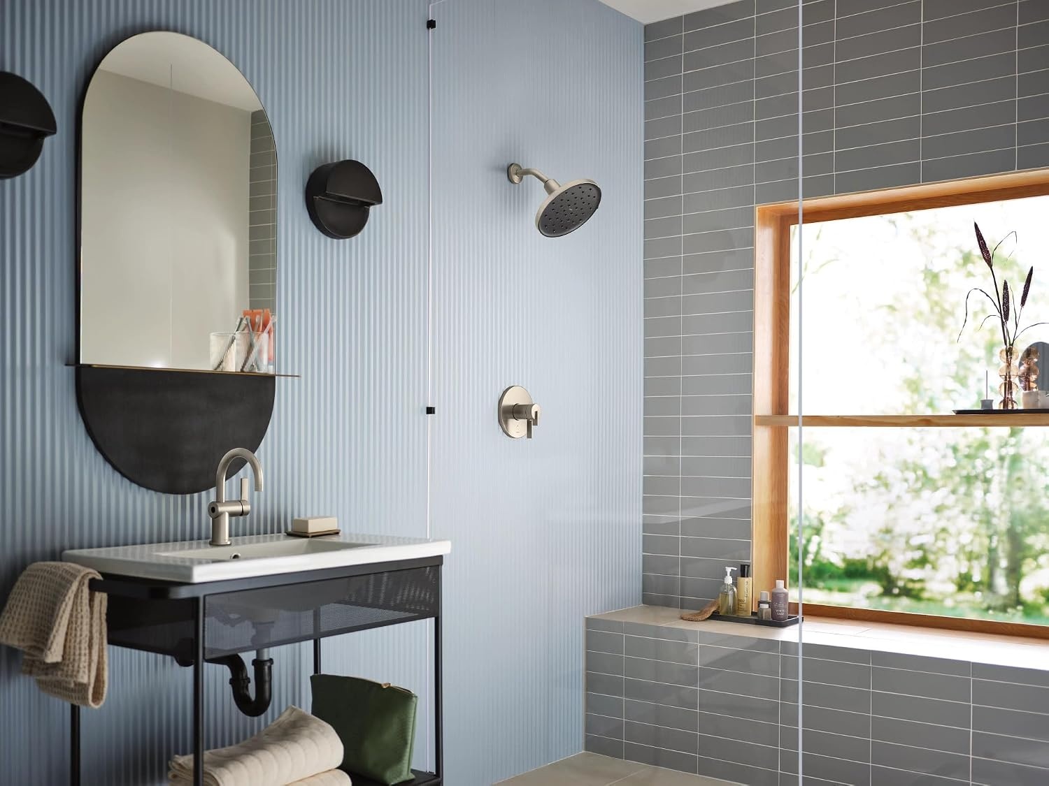 image:imageMoen 6221 Cia Single Handle Bathroom Sink Faucet with Optional Deck Plate Included ChromeBrushed Nickel