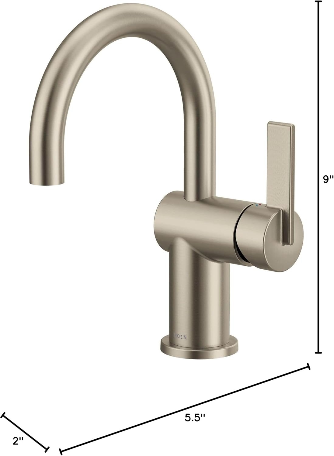 image:imageMoen 6221 Cia Single Handle Bathroom Sink Faucet with Optional Deck Plate Included ChromeBrushed Nickel