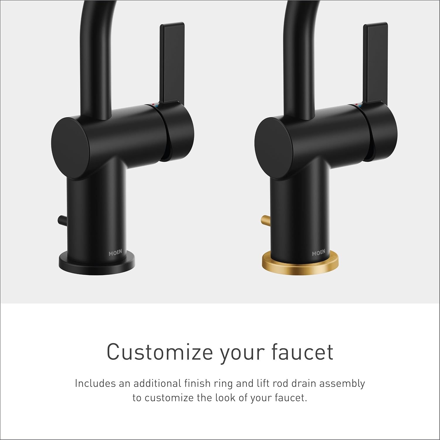 image:imageMoen 6221 Cia Single Handle Bathroom Sink Faucet with Optional Deck Plate Included ChromeMatte Black