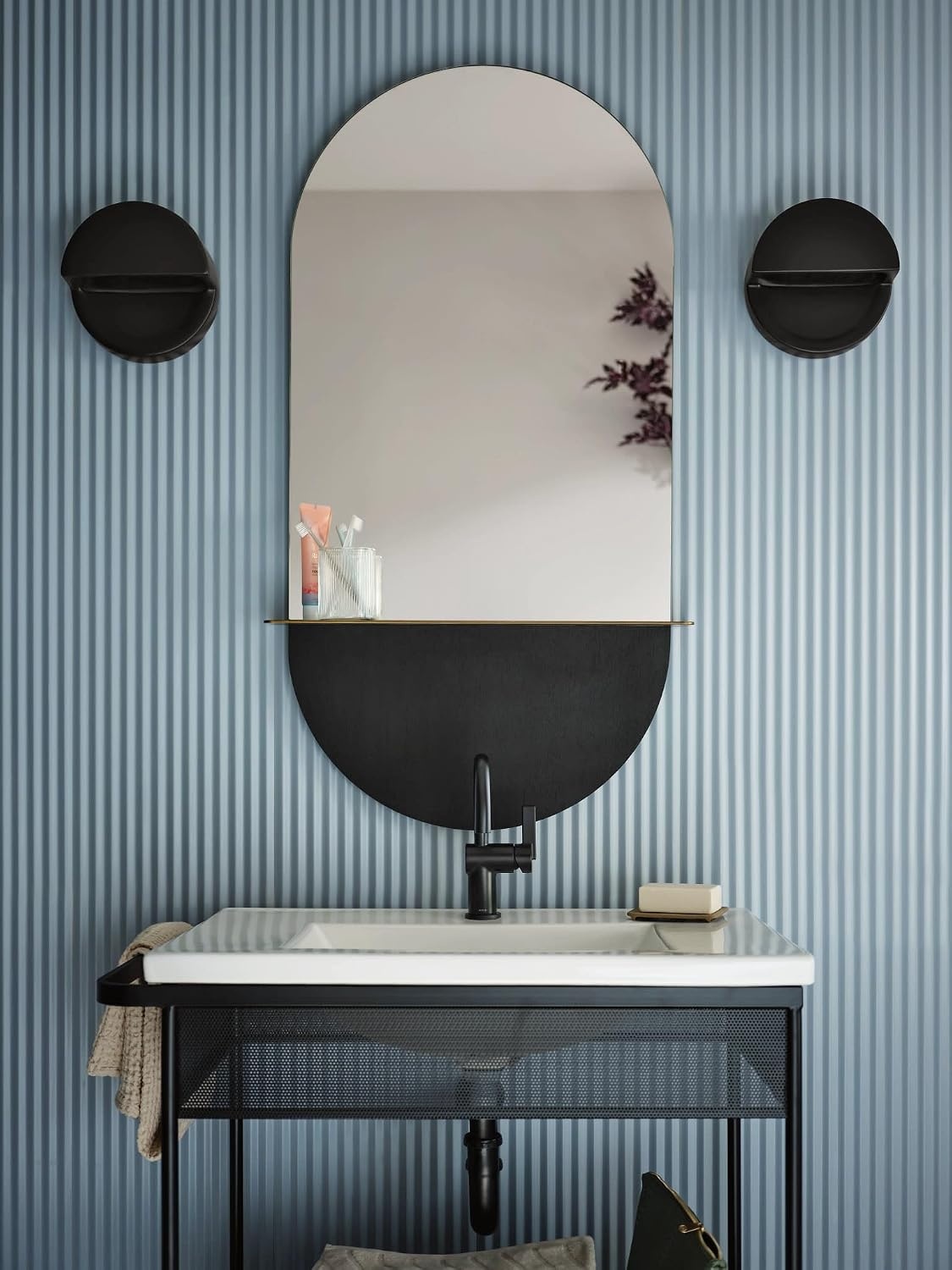image:imageMoen 6221 Cia Single Handle Bathroom Sink Faucet with Optional Deck Plate Included ChromeMatte Black