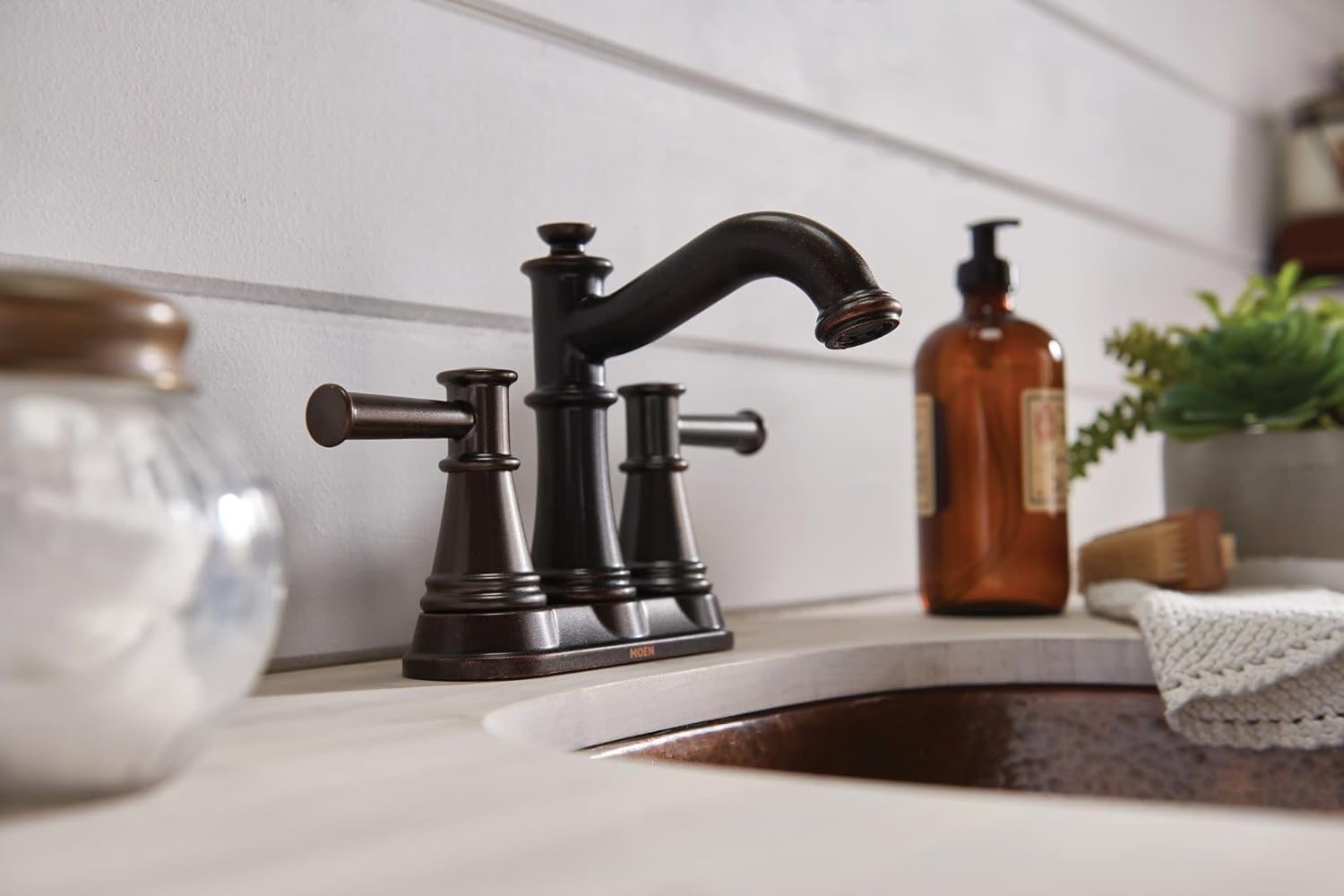 image:imageMoen 6401ORB Belfield TwoHandle Centerset Bathroom Faucet Oil Rubbed Bronze