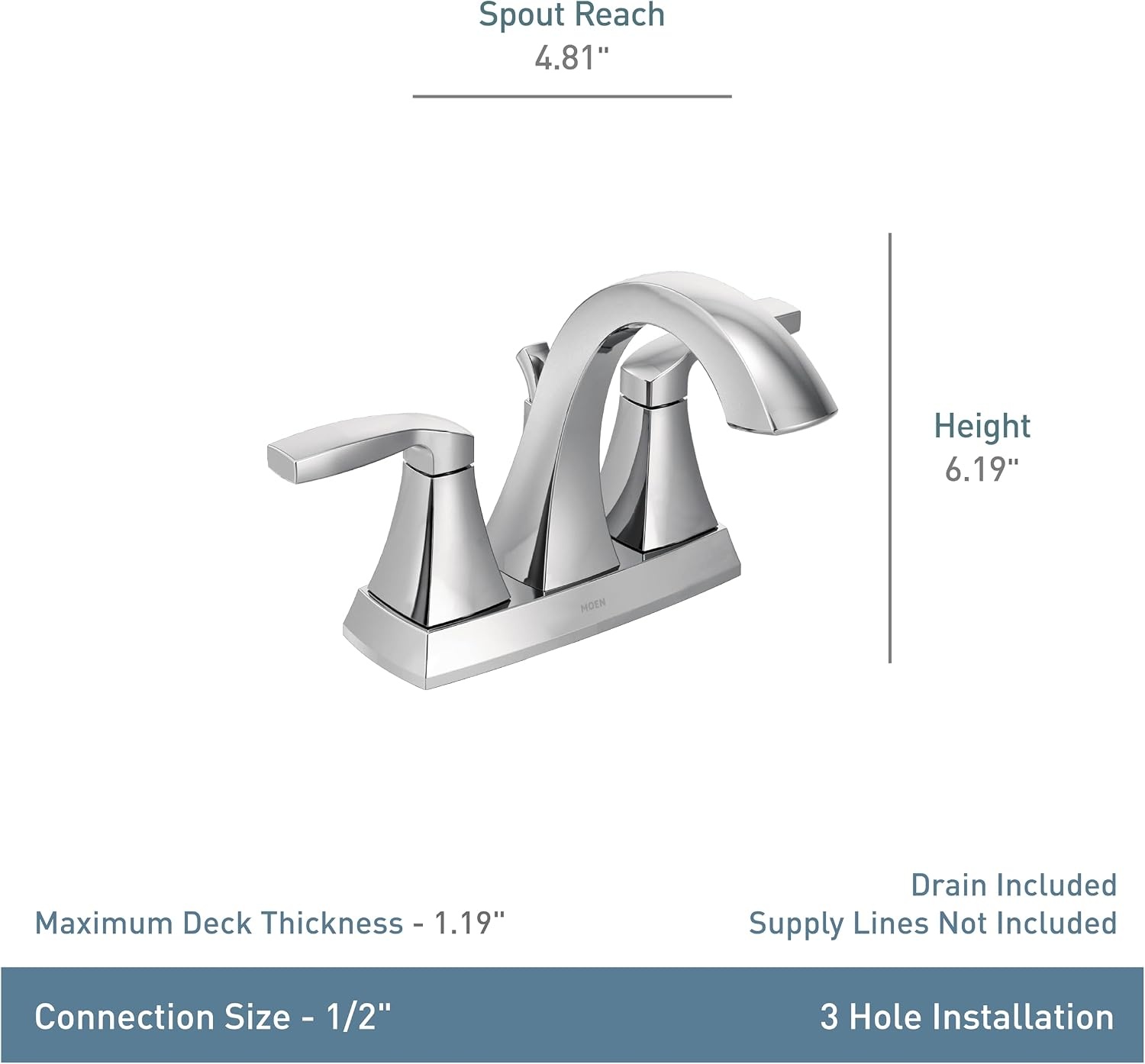 image:imageMoen 6901BL Voss TwoHandle Centerset Bathroom Faucet