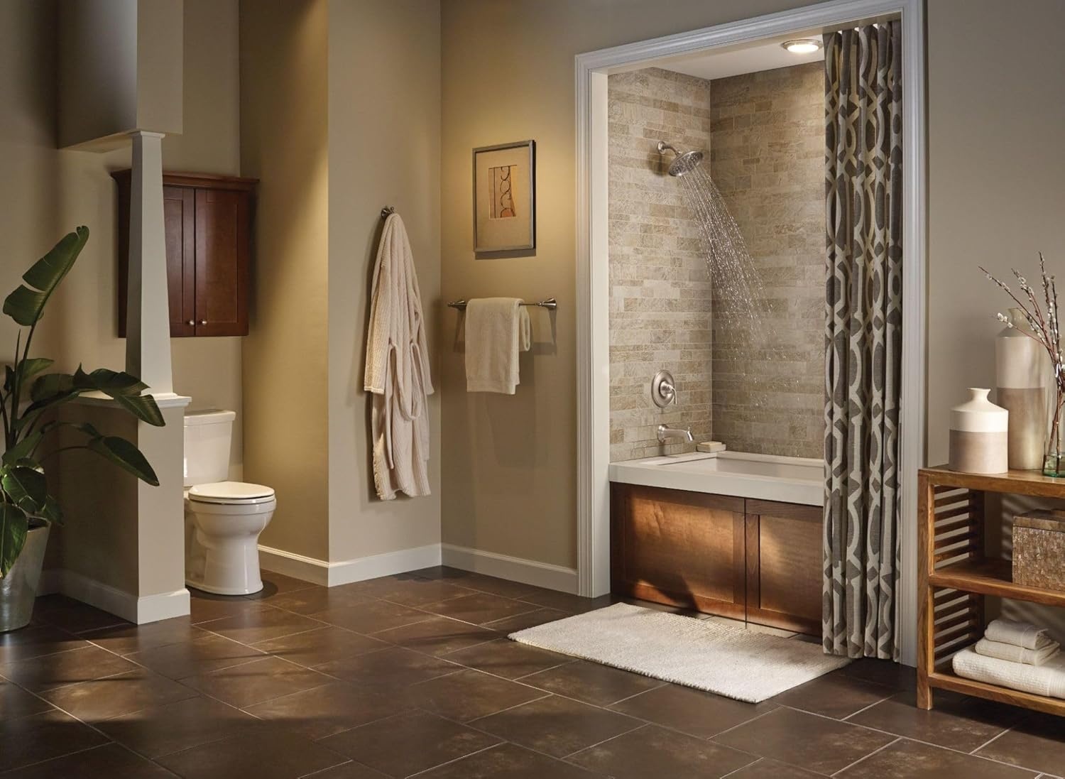 image:imageMoen 82850SRN Wetherly PosiTemp Tub and Shower with Valve Included Spot Resist Brushed Nickel