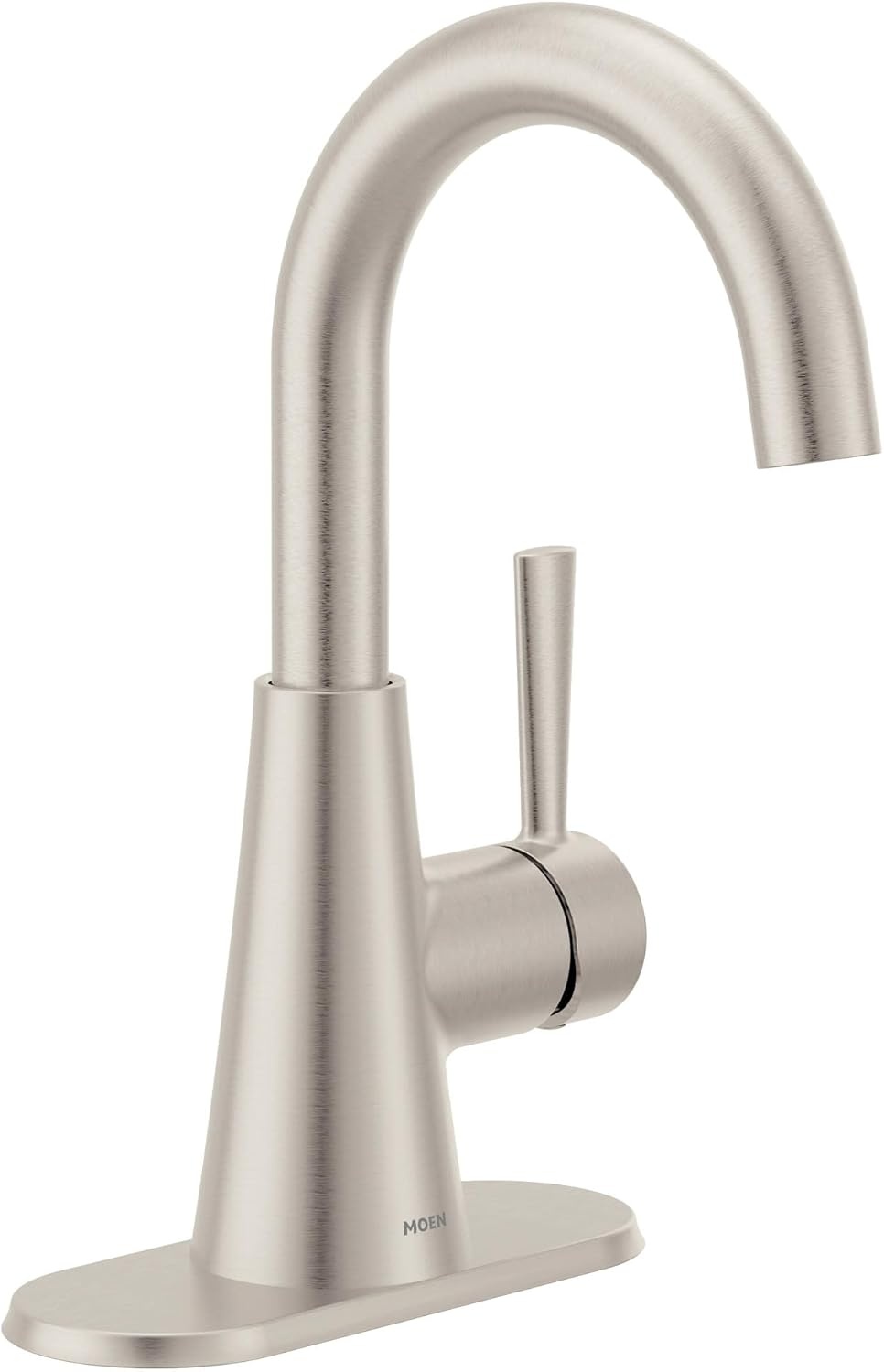 image:imageMoen 84021SRN Ronan 1Handle Bathroom Faucet Brushed Nickel Bathroom sink faucet single hole install optional deckplate drain included spot resist finish