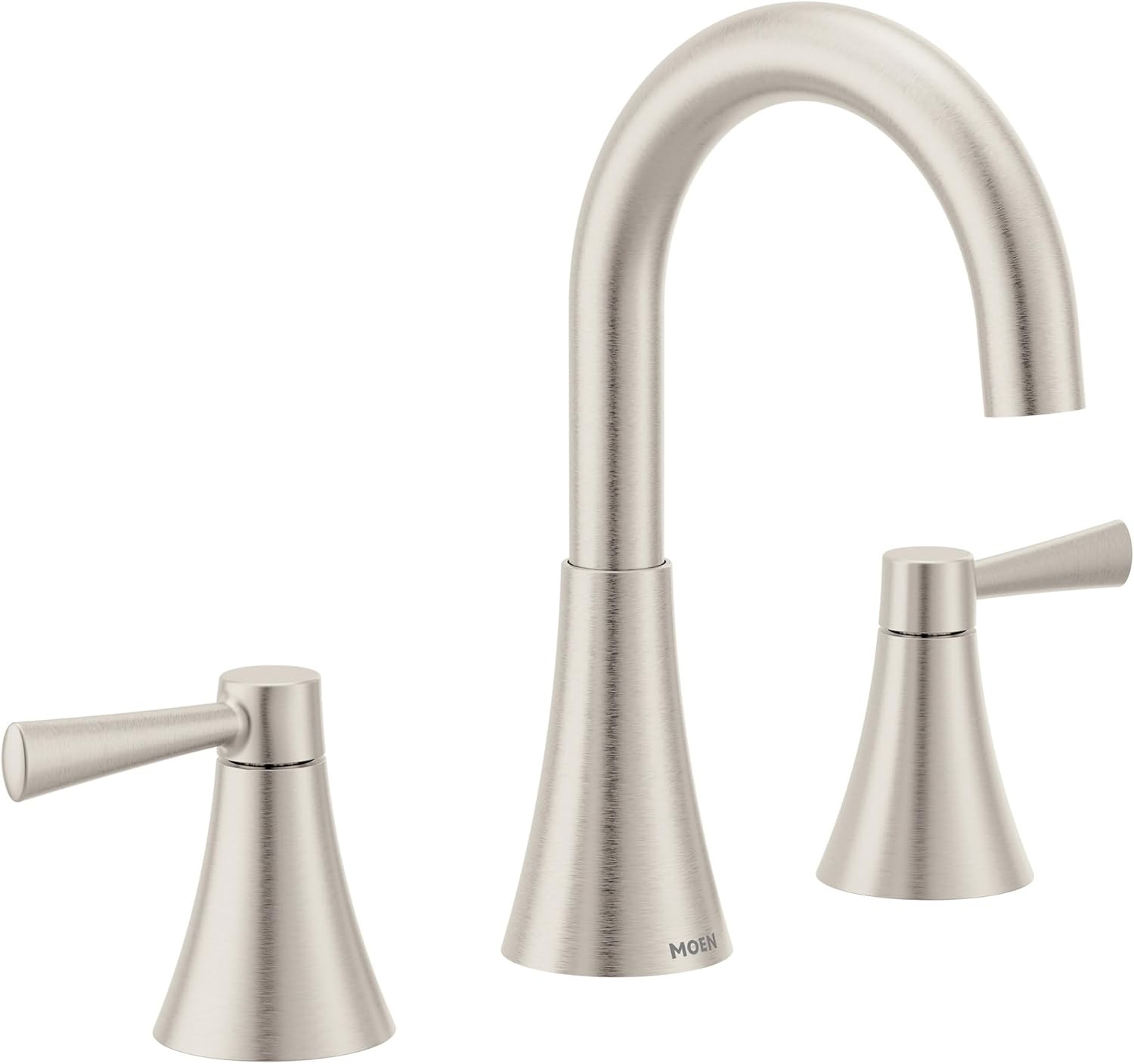 image:imageMoen 84023SRN Ronan 2Handle Widespread Bathroom Faucet BN Bathroom sink faucet widespread 2handle design valve included spot resist finish modern styleBrushed Nickel