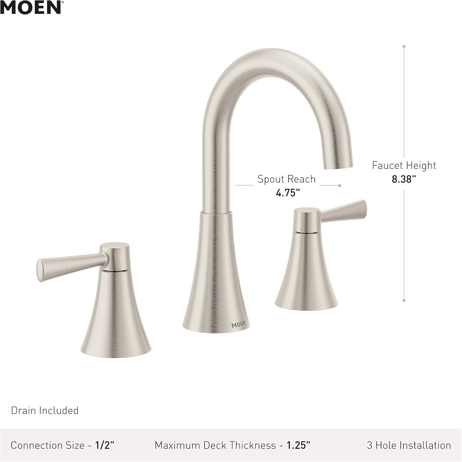 image:imageMoen 84023SRN Ronan 2Handle Widespread Bathroom Faucet BN Bathroom sink faucet widespread 2handle design valve included spot resist finish modern styleBronzed Gold