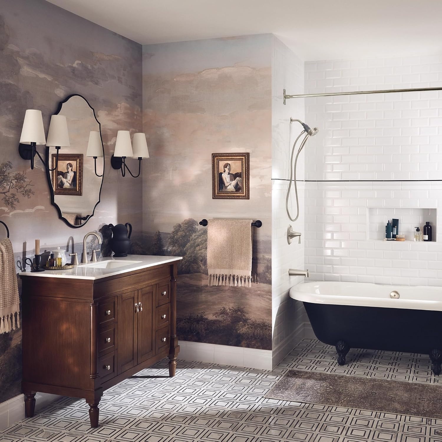 image:imageMoen 84023SRN Ronan 2Handle Widespread Bathroom Faucet BN Bathroom sink faucet widespread 2handle design valve included spot resist finish modern styleBrushed Nickel