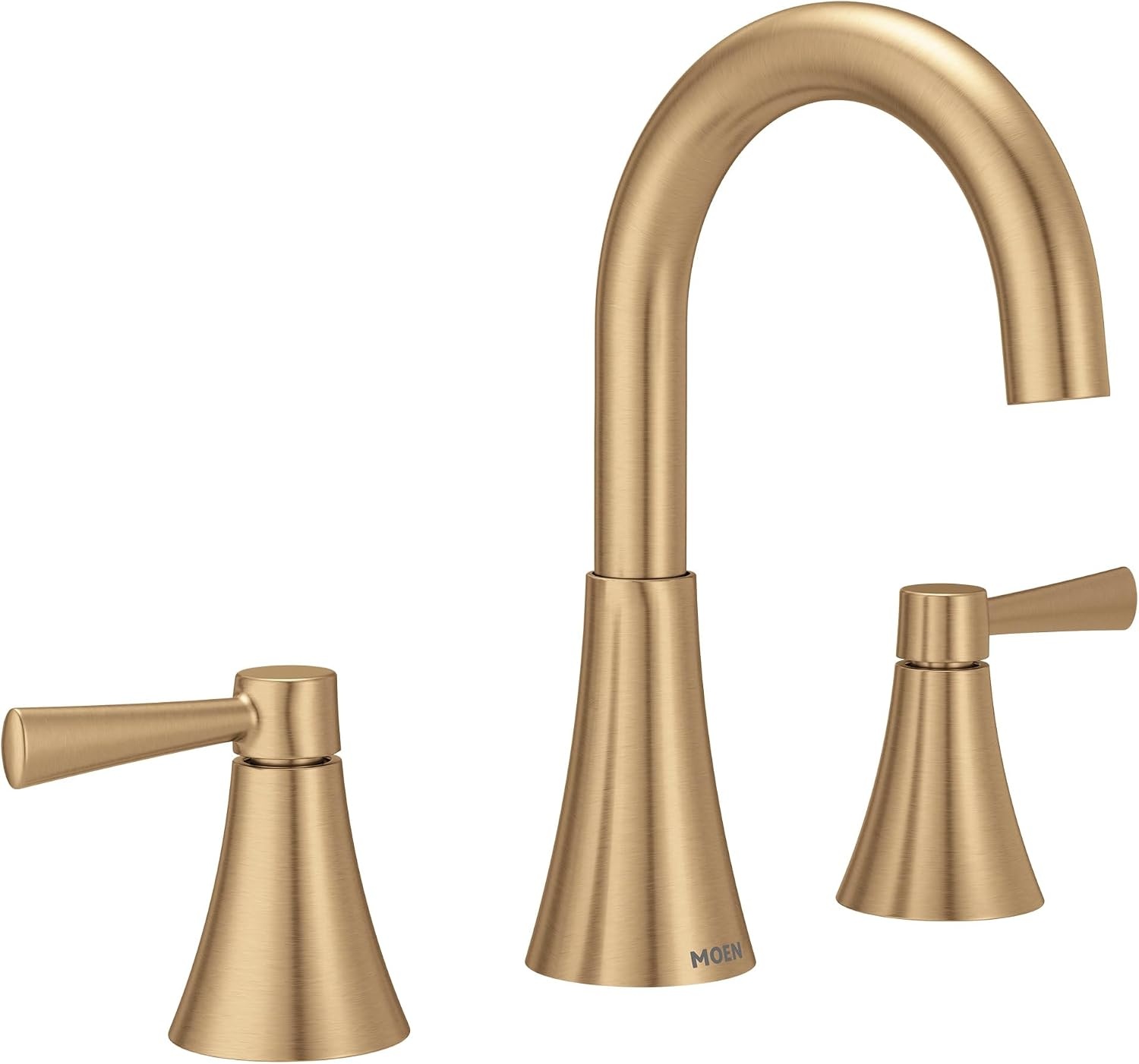 image:imageMoen 84023SRN Ronan 2Handle Widespread Bathroom Faucet BN Bathroom sink faucet widespread 2handle design valve included spot resist finish modern styleBronzed Gold
