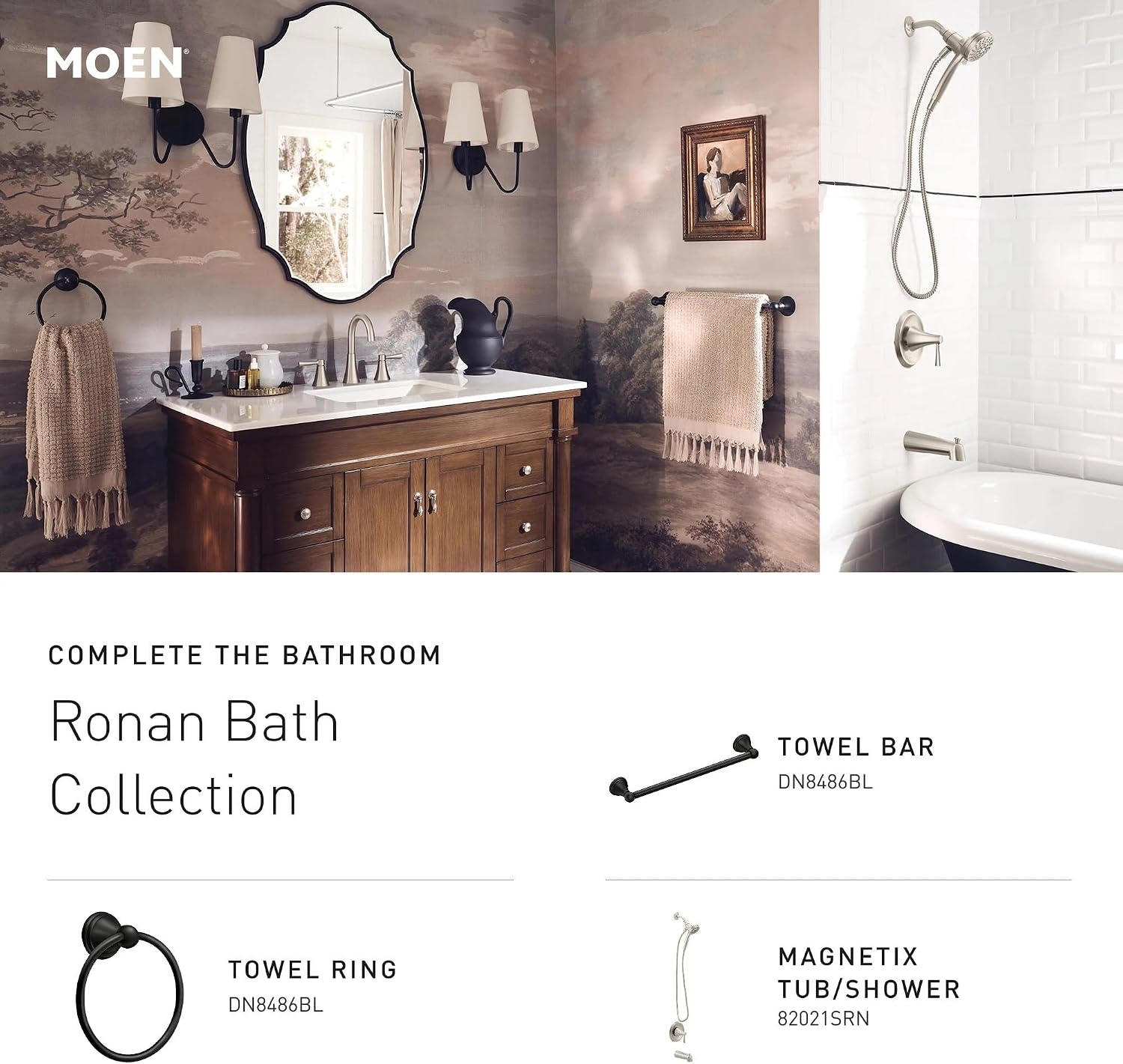 image:imageMoen 84023SRN Ronan 2Handle Widespread Bathroom Faucet BN Bathroom sink faucet widespread 2handle design valve included spot resist finish modern styleBronzed Gold
