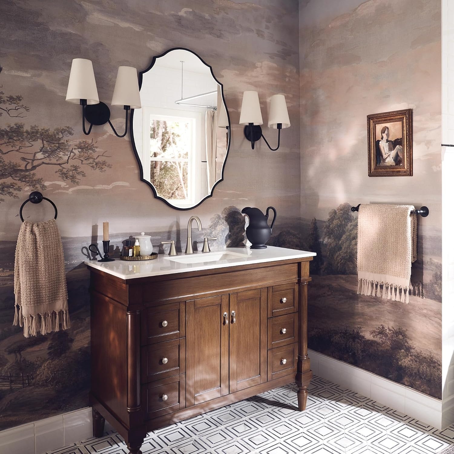 image:imageMoen 84023SRN Ronan 2Handle Widespread Bathroom Faucet BN Bathroom sink faucet widespread 2handle design valve included spot resist finish modern styleBrushed Nickel