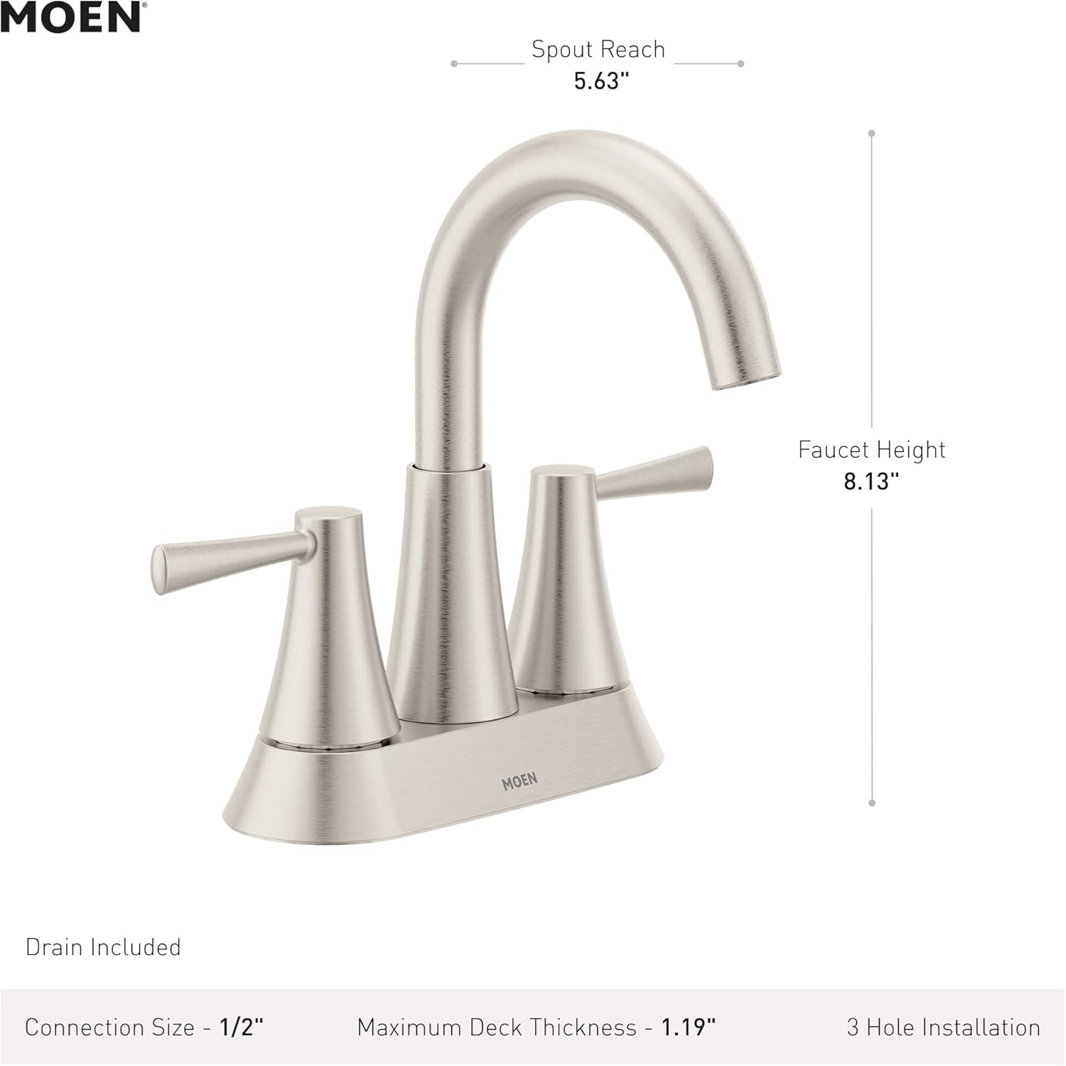 image:imageMoen 84023SRN Ronan 2Handle Widespread Bathroom Faucet BN Bathroom sink faucet widespread 2handle design valve included spot resist finish modern styleBronzed Gold