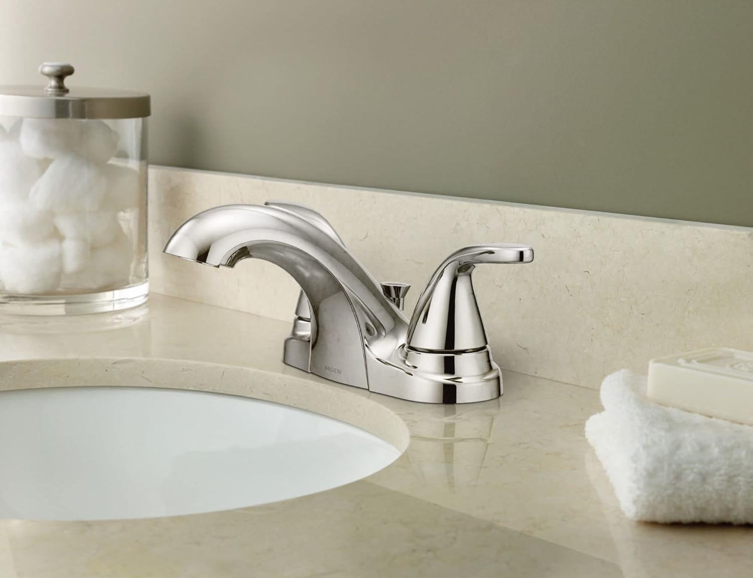 image:imageMoen 84603 Adler Chrome Two Handle Bathroom Faucet 4 in Centerset 2