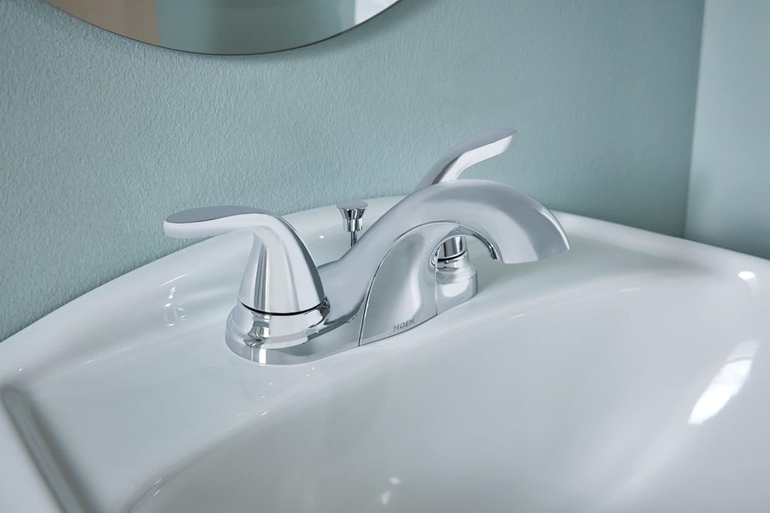 image:imageMoen 84603 Adler Chrome Two Handle Bathroom Faucet 4 in Centerset 2