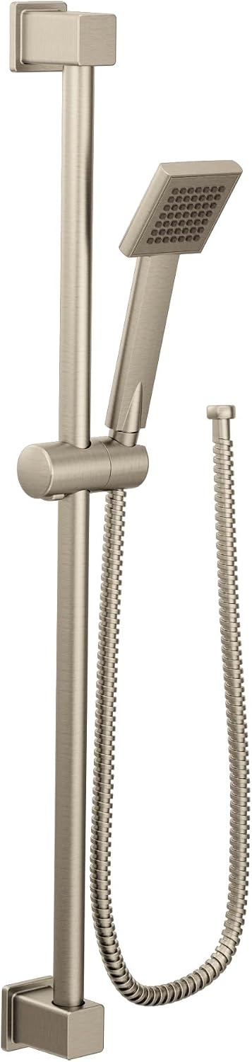 image:imageMoen 90 Degree Brushed Nickel Modern EcoPerformance Handshower Handheld Shower with 30Inch Slide Bar and 69Inch Metal Hose S3879EPBN