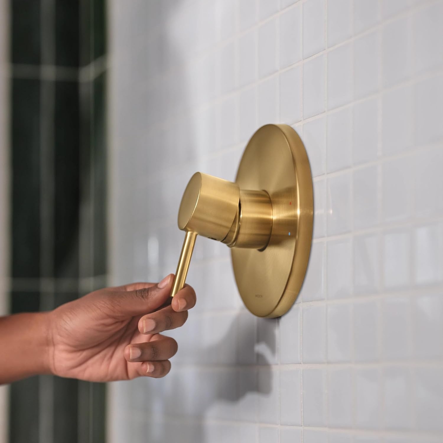 image:imageMoen Align Brushed Gold MCORE 3Series Shower Trim Kit with Wide Showerhead and Lever Handle Valve Required UT3292BGBrushed Gold