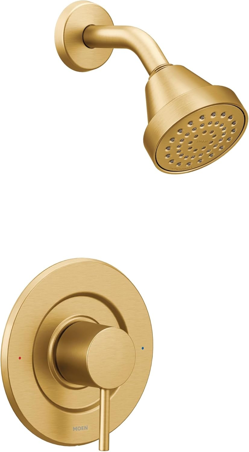 image:imageMoen Align Brushed Gold PosiTemp Pressure Balancing EcoPerformance Modern Shower Trim Kit Valve Required T2192EPBGBrushed Gold