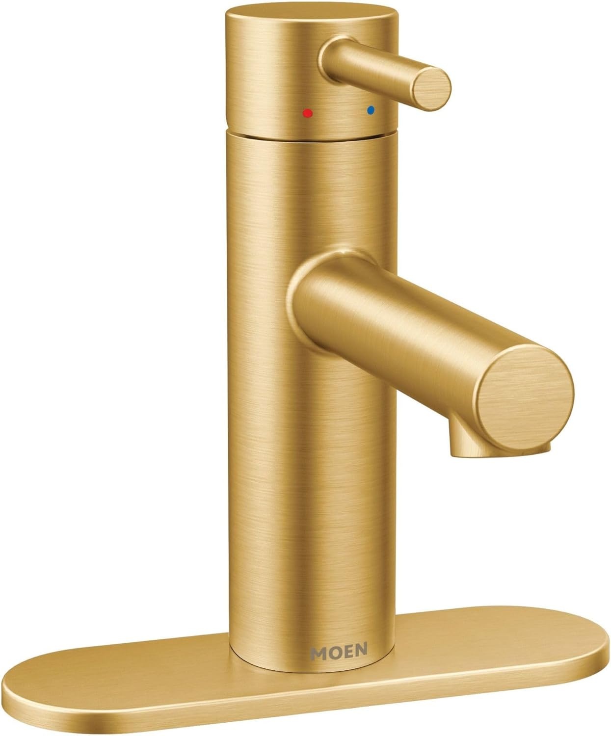 image:imageMoen Align Chrome OneHandle Modern Bathroom Faucet with Drain Assembly and Optional Deckplate 6190Brushed Gold