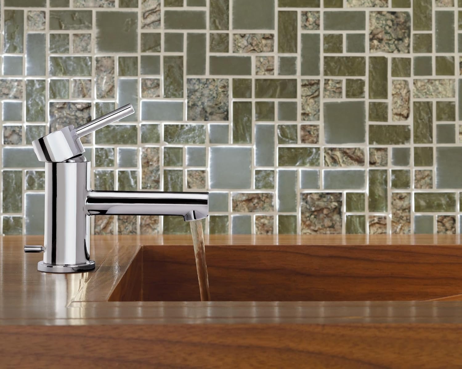 image:imageMoen Align Chrome OneHandle Single Hole Low Profile Modern Bathroom Faucet with Drain Assembly 6191Chrome