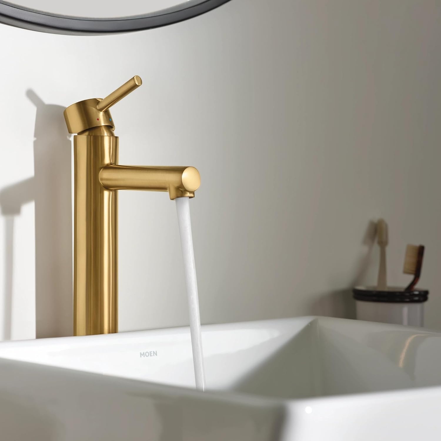 image:imageMoen Align Chrome OneHandle Single Hole Modern Vessel Sink Bathroom Faucet 6192Brushed Gold