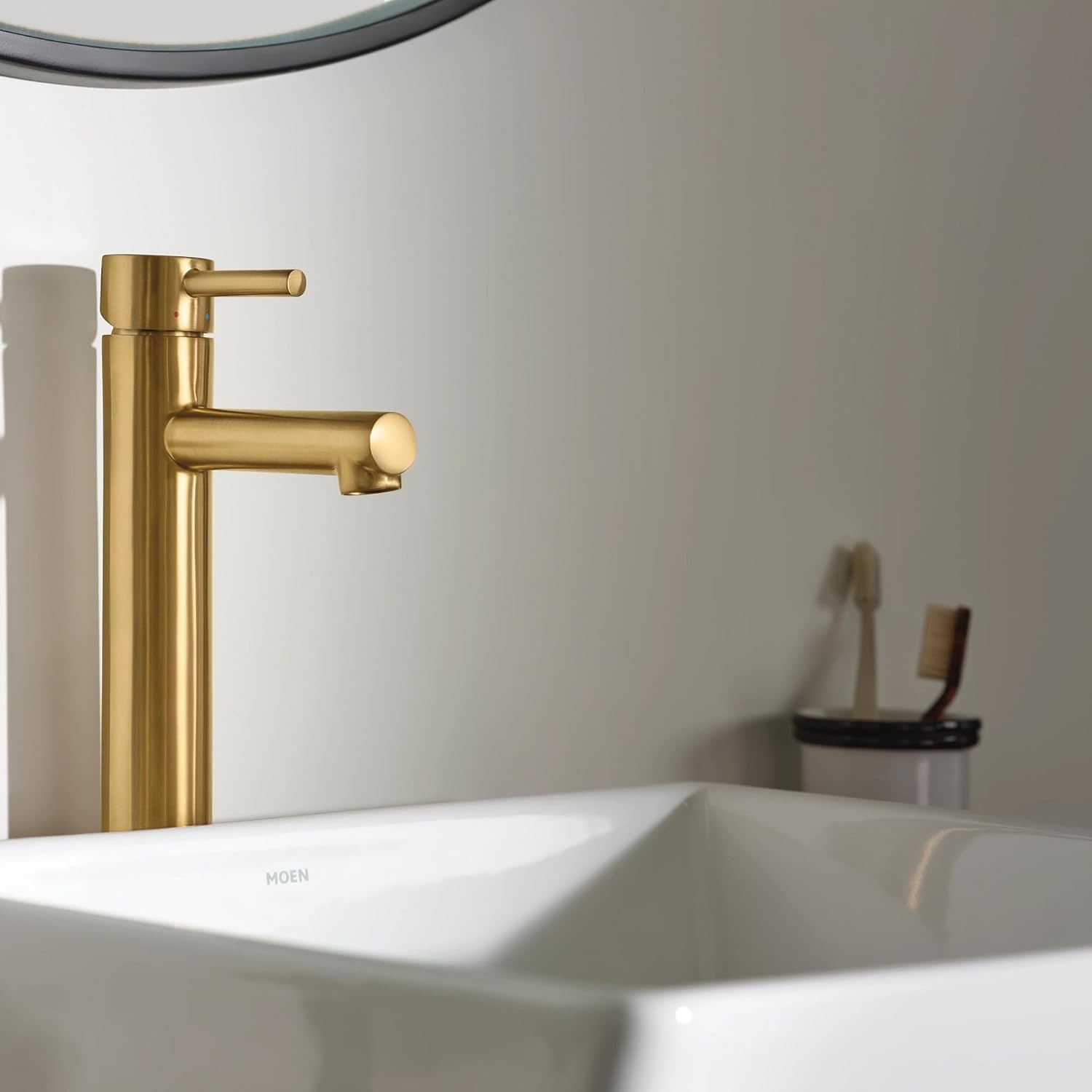 image:imageMoen Align Chrome OneHandle Single Hole Modern Vessel Sink Bathroom Faucet 6192Brushed Gold