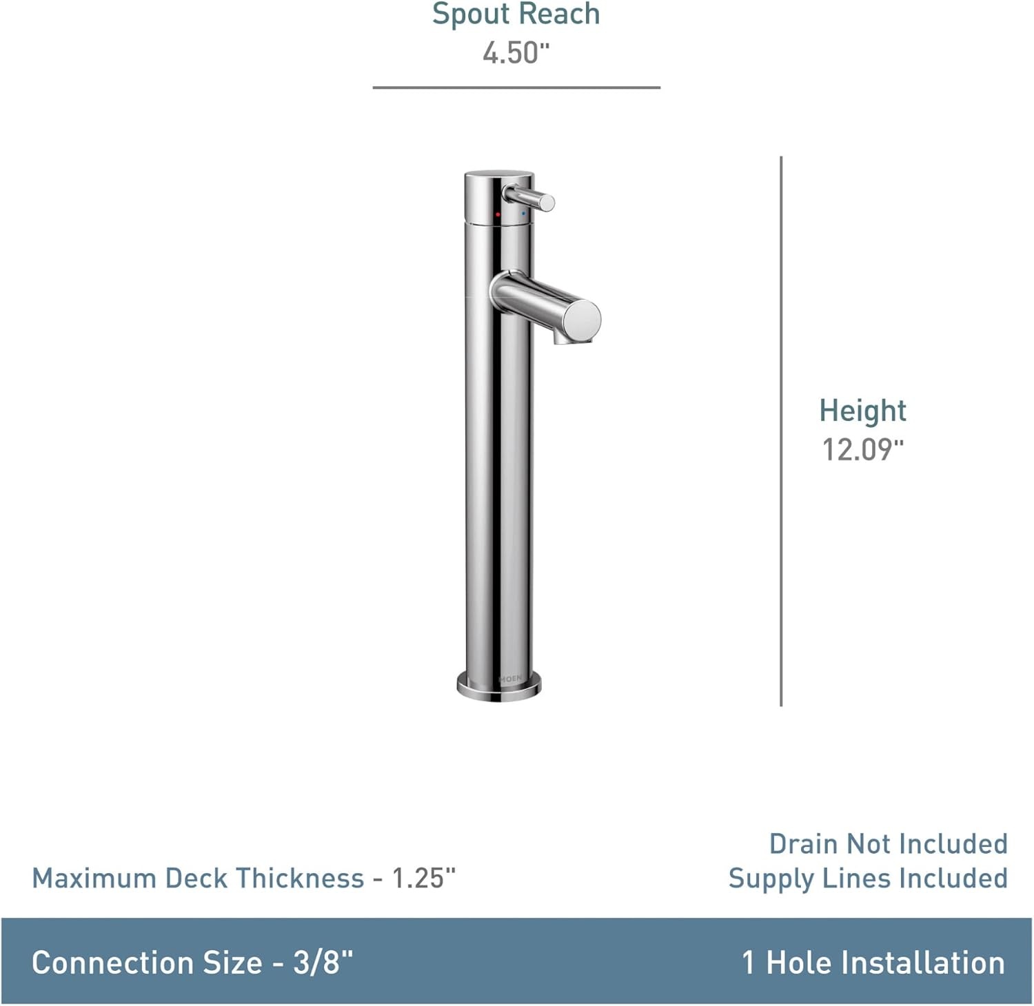 image:imageMoen Align Chrome OneHandle Single Hole Modern Vessel Sink Bathroom Faucet 6192Brushed Gold