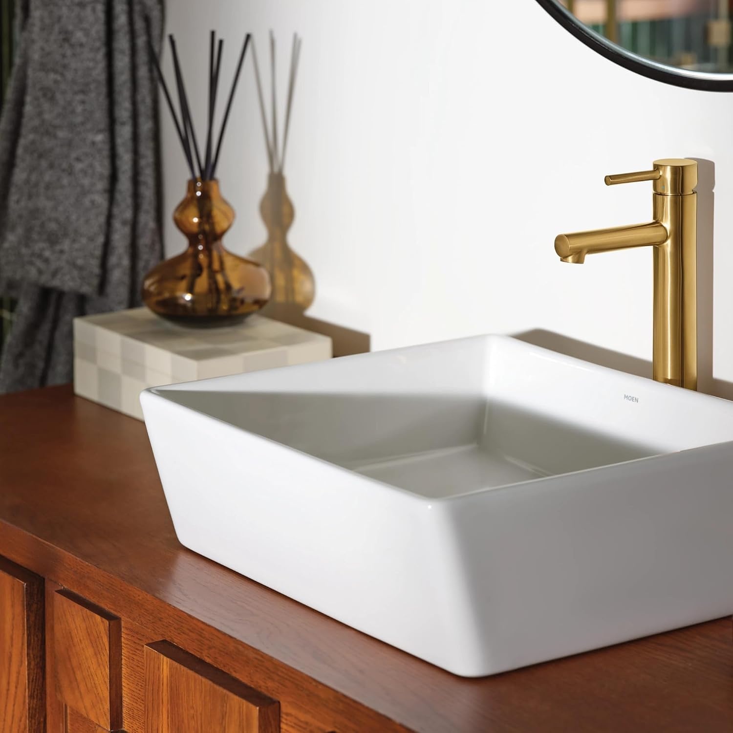 image:imageMoen Align Chrome OneHandle Single Hole Modern Vessel Sink Bathroom Faucet 6192Brushed Gold