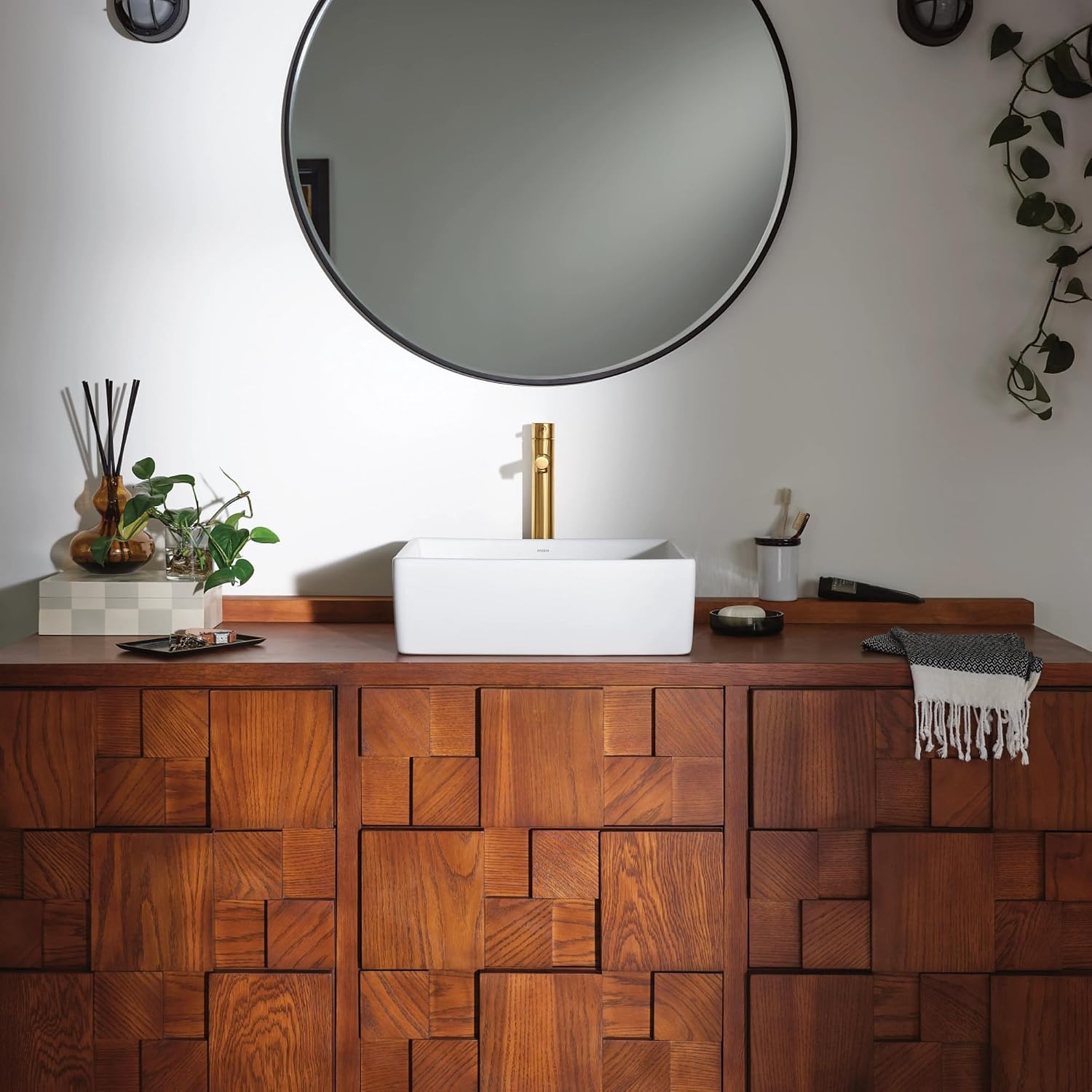 image:imageMoen Align Chrome OneHandle Single Hole Modern Vessel Sink Bathroom Faucet 6192Brushed Gold