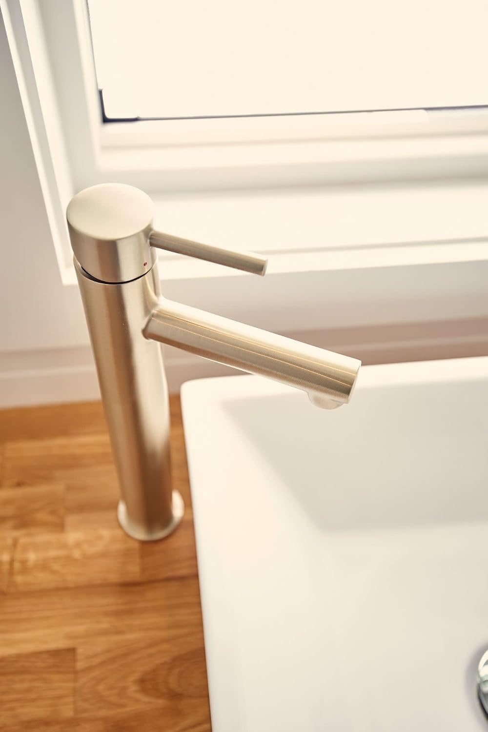 image:imageMoen Align Chrome OneHandle Single Hole Modern Vessel Sink Bathroom Faucet 6192Brushed Nickel