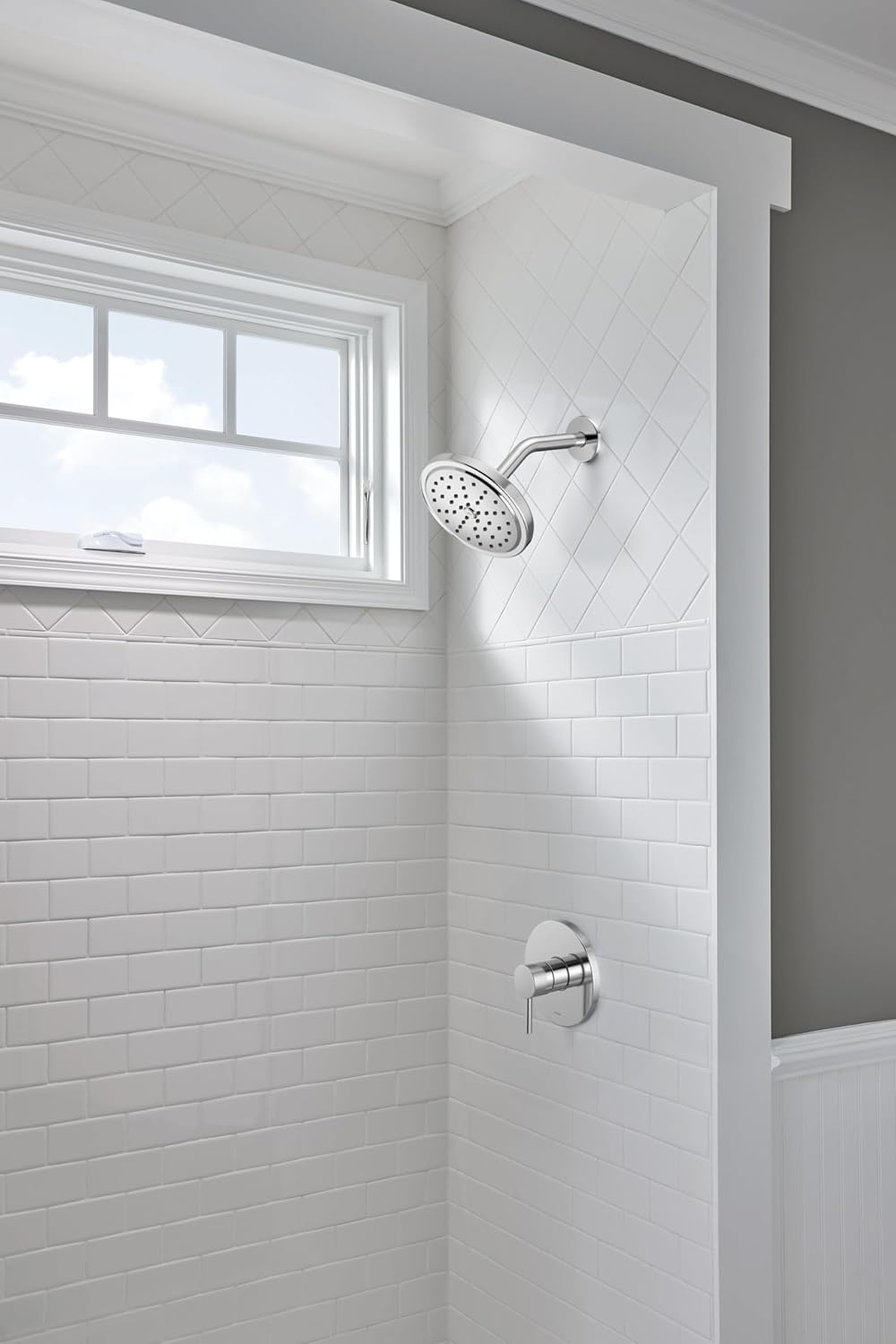 image:imageMoen Align Chrome PosiTemp Pressure Balancing Modern Shower Trim Kit without Showerhead Valve Required T2192NHChrome