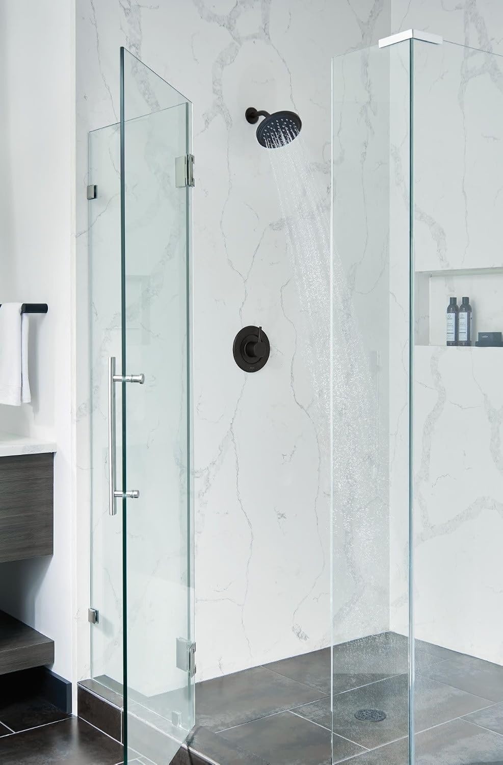 image:imageMoen Align Matte Black PosiTemp Pressure Balancing Modern Shower Trim Kit without Showerhead Valve Required T2192NHBLPack of 1