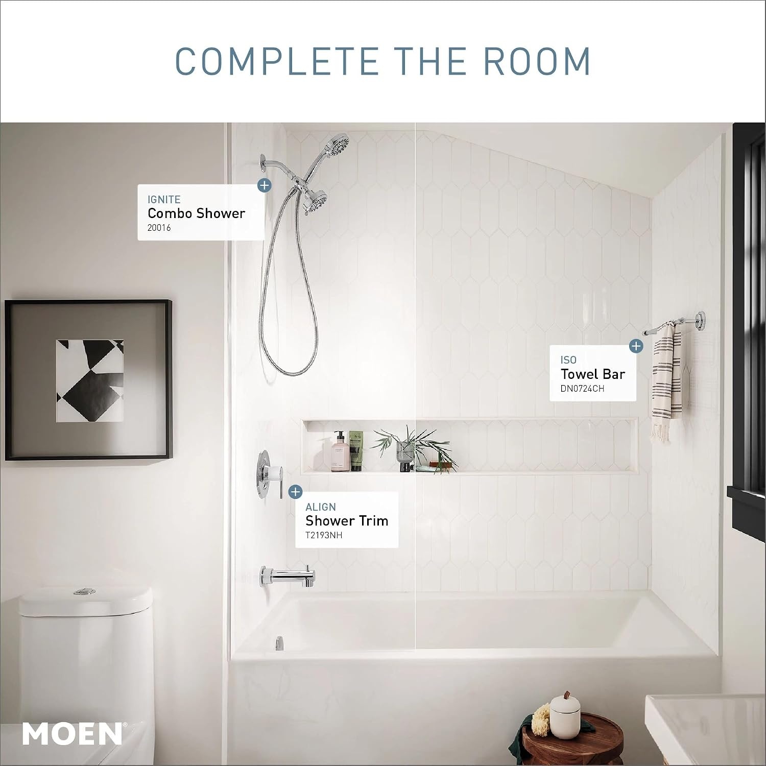 image:imageMoen Align Matte Black PosiTemp Pressure Balancing Modern Tub and Shower Trim Kit without Showerhead Valve Required T2193NHBLChrome