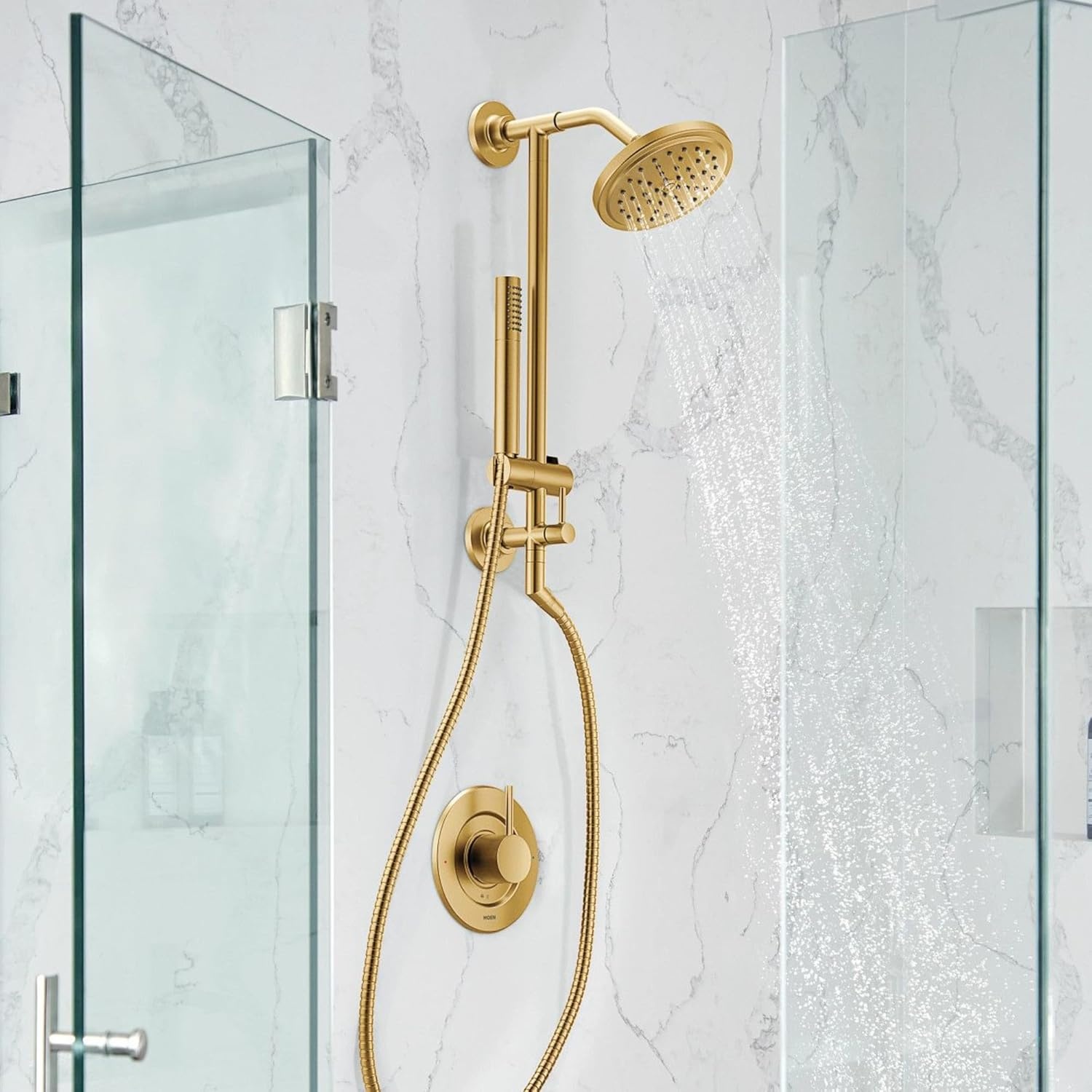 image:imageMoen Annex Chrome Shower Slidebar and Shower Hose System Trim Valve Required TS3661NHBrushed Gold