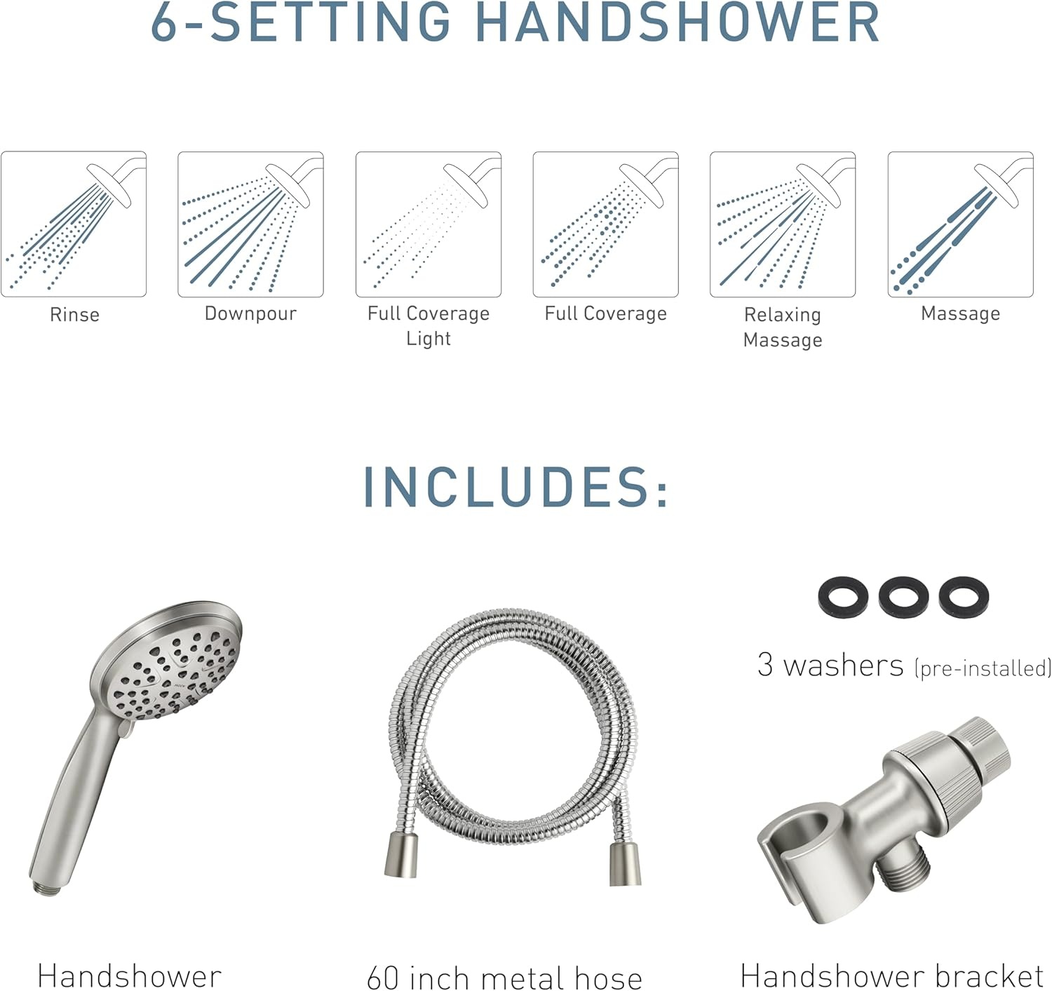 image:imageMoen Attune Shower Head with Handheld Sprayer 6 Handheld Shower Head Spray Settings Spot Resist Brushed Nickel Finish 218H0SRNPack of 1