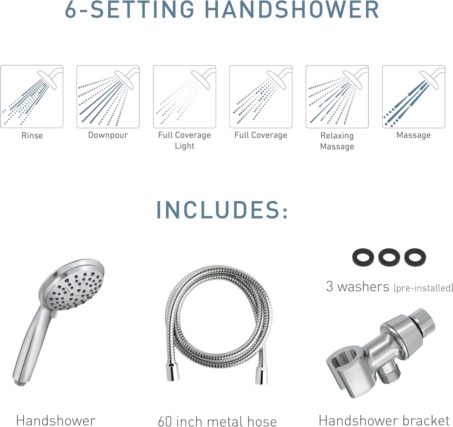 image:imageMoen Attune Shower Head with Handheld Sprayer 6 Shower Head Spray Settings Chrome Finish 218H0Chrome