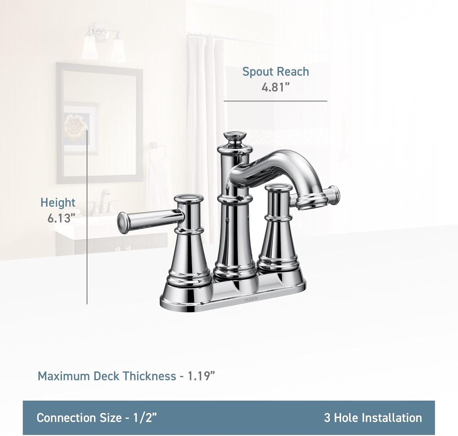image:imageMoen Belfield Brushed Nickel Belfield TwoHandle Centerset Bathroom Faucet 6401BNBrushed Nickel