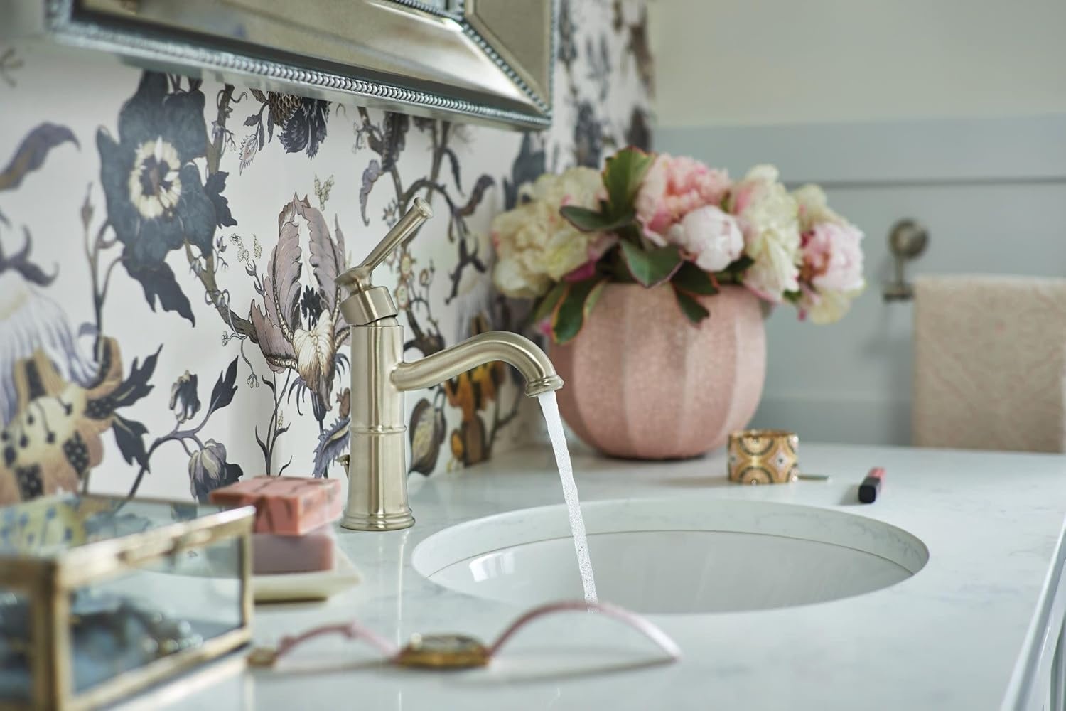 image:imageMoen Belfield Chrome OneHandle Bathroom Sink Faucet with Drain Assembly and Optional Deckplate 6402Brushed Nickel