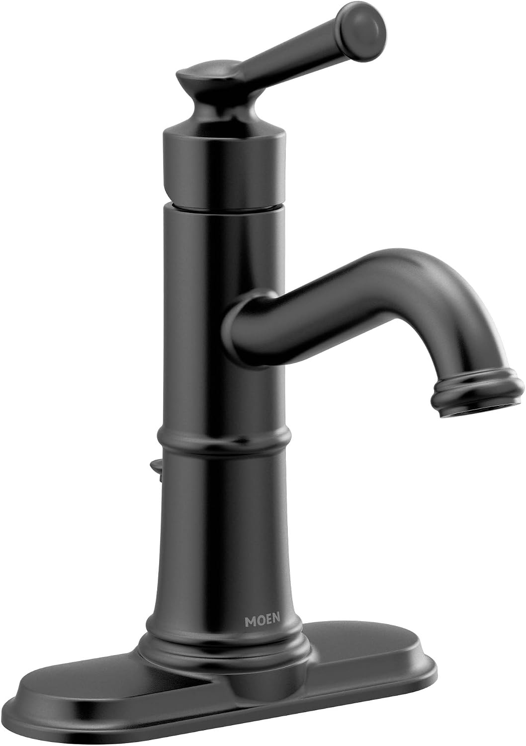image:imageMoen Belfield Matte Black OneHandle Bathroom Sink Faucet with Drain Assembly and Optional Deckplate 6402BL
