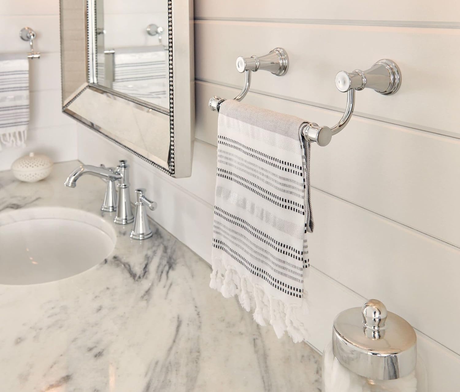image:imageMoen Belfield Oil Rubbed Bronze 9Inch Bathroom Hand Towel Bar YB6486ORBChrome